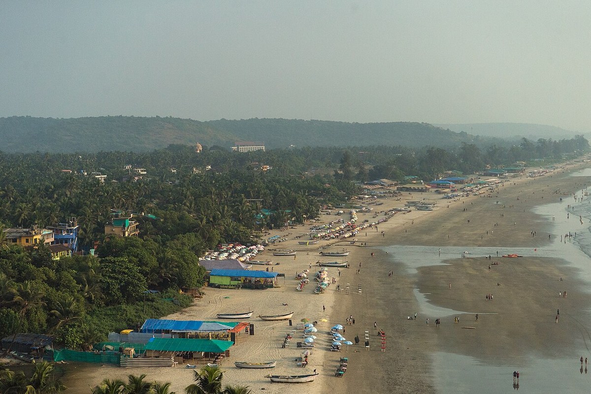 Aerial view of Arambol Beach, North Goa